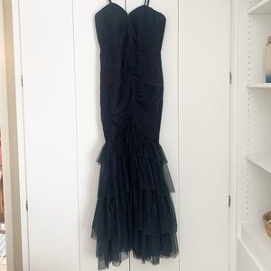 Strapless navy blue dress